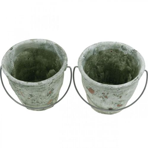 Floristik24 Decorative bucket, ceramics for planting, garden decoration, plant bucket antique optics Ø13.5cm H12cm 2pcs