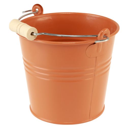 Product Decorative bucket metal planter orange brown Ø16cm H14.5cm 1.6L