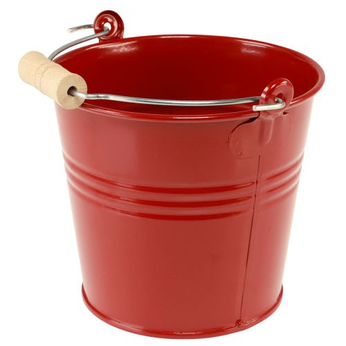 Floristik24 Decorative bucket metal planter red Ø16cm H14.5cm 1.6L