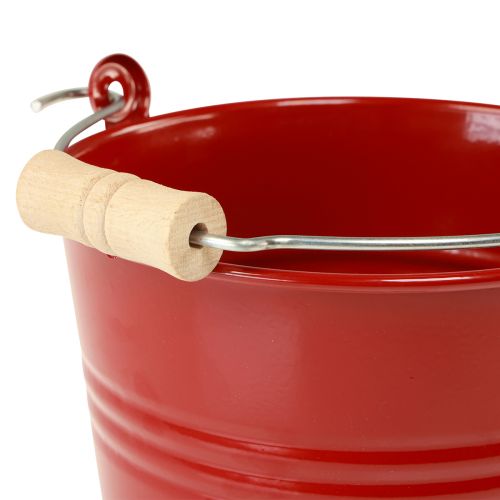 Product Decorative bucket metal planter red Ø16cm H14.5cm 1.6L