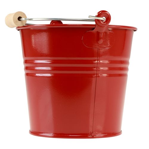 Product Decorative bucket metal planter red Ø16cm H14.5cm 1.6L