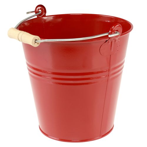 Decorative bucket metal planter red Ø22cm H21.5cm 6L