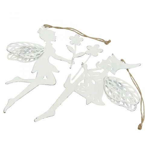 Product Deco elves window decoration spring metal white H20cm 4pcs