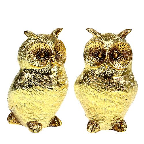 Floristik24 Deco owl gold, shiny 12cm 4pcs