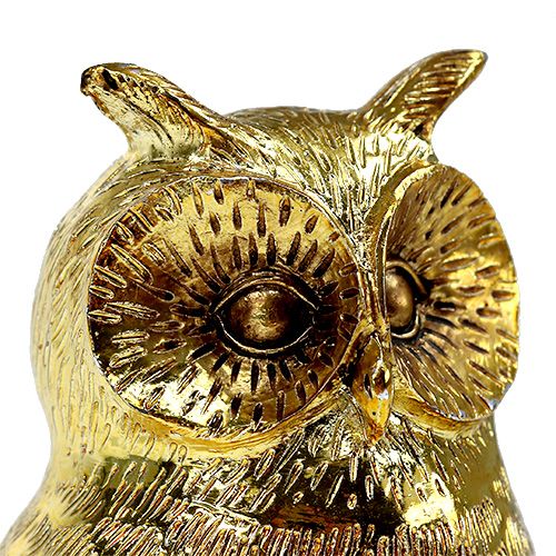 Product Deco owl gold, shiny 12cm 4pcs