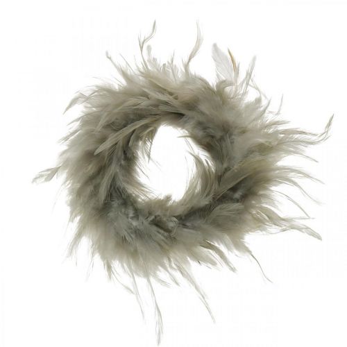 Floristik24 Decorative feather wreath gray Ø10.5cm Easter decoration real feathers