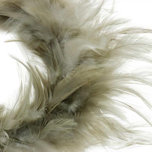 Product Decorative feather wreath gray Ø10.5cm Easter decoration real feathers