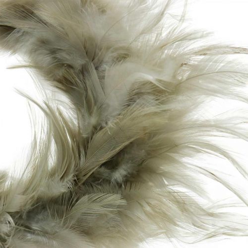 Floristik24 Decorative feather wreath gray Ø10.5cm Easter decoration real feathers