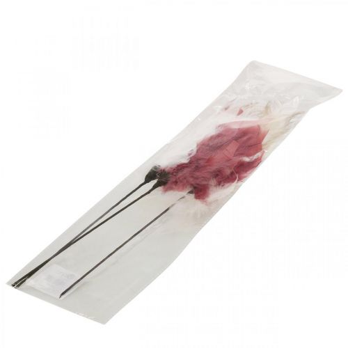 Product Decorative Feathers on Stick Bird Feathers White/Cream/Old Pink 3 Pcs