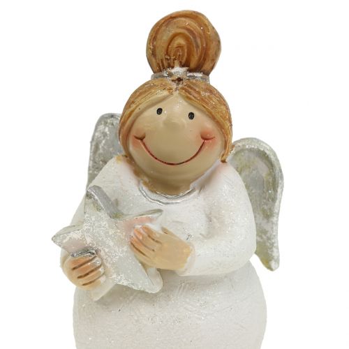 Floristik24 Deco Figurine Angel with Star White, Silver 10cm 2pcs