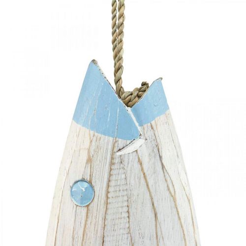 Product Decorative fish wood wooden fish for hanging light blue H57.5cm