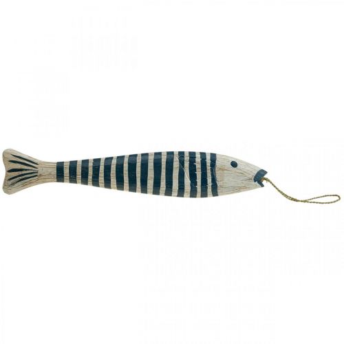 Floristik24 Deco fish wood Wooden fish to hang up Dark blue H57.5cm