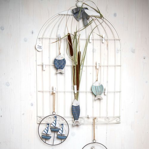 Decorative Fish Maritime Hanging Decoration Wooden Fish Blue H11cm 6pcs