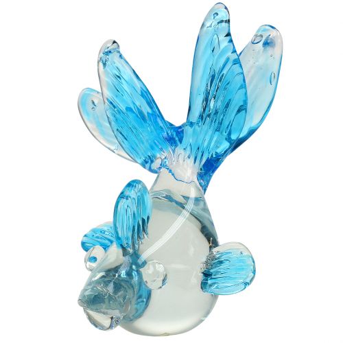 Floristik24 Decorative fish made of clear glass, blue 15cm