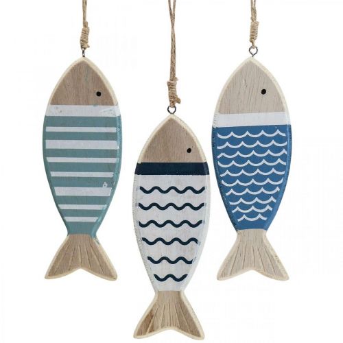 Product Deco fish, wooden fish decoration, fish pendant wood 15cm 3pcs