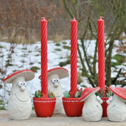 Floristik24 Red cachepot with candle holder Decorative pot concrete Ø10cm H8cm 4pcs