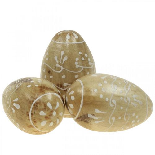 Floristik24 Wooden eggs, decorative eggs, Easter eggs made of mango wood 8×5cm 6 pcs