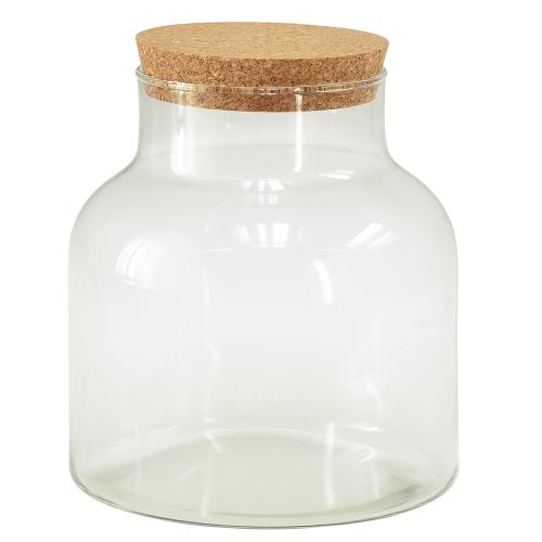 Floristik24 Decorative glass vase with corks, clear cork glass, diameter 18 cm, height 20.5 cm