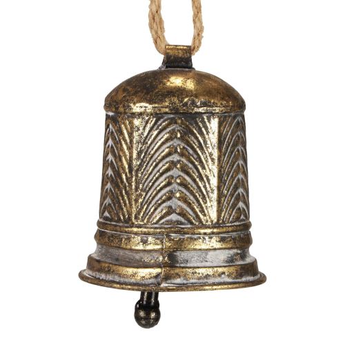 Floristik24 Decorative metal bell, Christmas bell decoration golden anik look Ø10.5cm×13cm