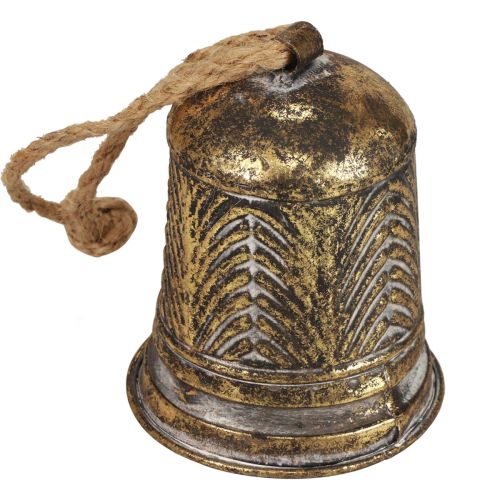 Floristik24 Decorative metal bell, Christmas bell decoration golden anik look Ø10.5cm×13cm