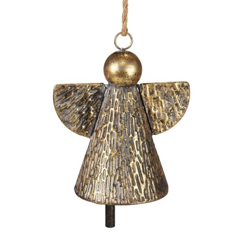Decorative bell Christmas angel, Christmas bell decoration golden antique look 21cm