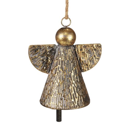 Floristik24 Decorative bell Christmas angel, Christmas bell decoration golden antique look 21cm