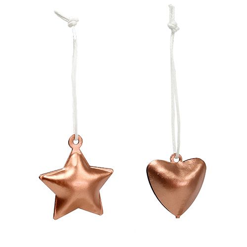 Floristik24 Deco hanger star, heart copper 3-4cm 24pcs