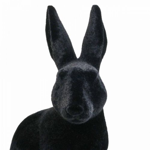 Floristik24 Large Easter Bunny Decoration Black Flocked Ceramic H42.5cm