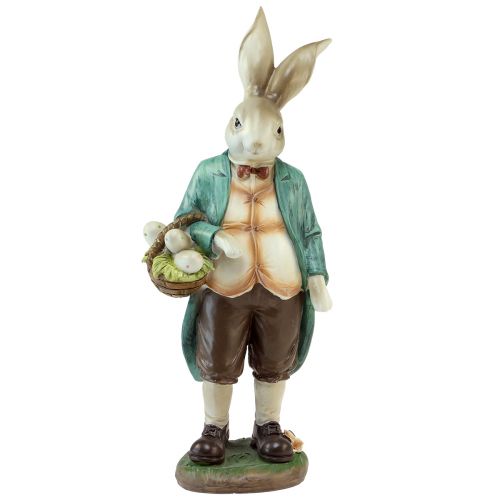 Decorative bunny rabbit man basket Easter eggs decorative figure H39cm