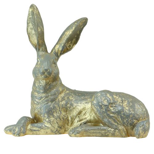 Product Decorative Bunny Lying Gold Gray Decorative Figure Easter 27x13x25cm