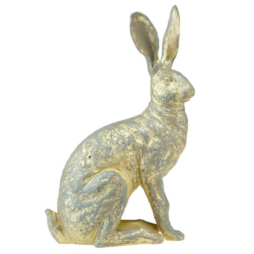 Floristik24 Decorative Rabbit Sitting Grey Gold Vintage Easter 20,5x11x37cm
