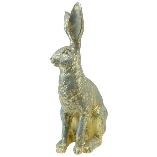 Floristik24 Decorative Rabbit Sitting Grey Gold Vintage Easter 20,5x11x37cm