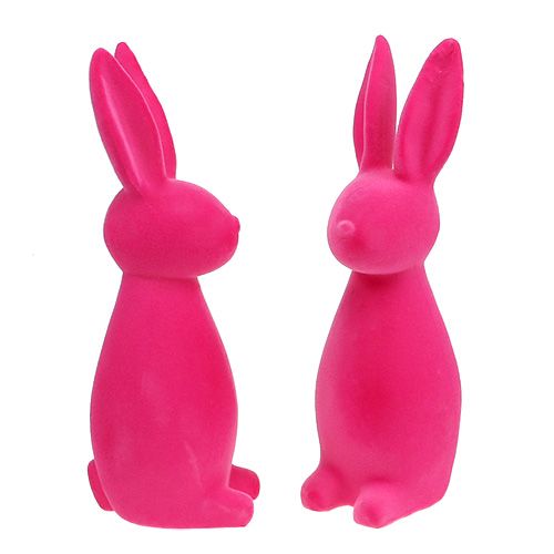 Floristik24 Deco bunny flocked pink 30cm 2pcs