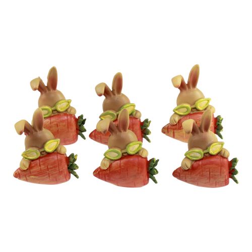 Decorative rabbit with carrot Easter bunny decoration figures H5.5cm 6pcs