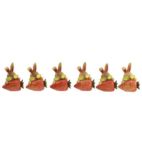 Product Decorative rabbit with carrot Easter bunny decoration figures H5.5cm 6pcs
