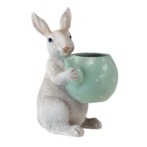 Floristik24 Decorative rabbit with teapot decorative figure table decoration Easter H22,5cm