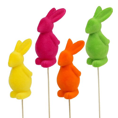 Floristik24 Decorative rabbits, flocked, assorted. 13cm 8pcs