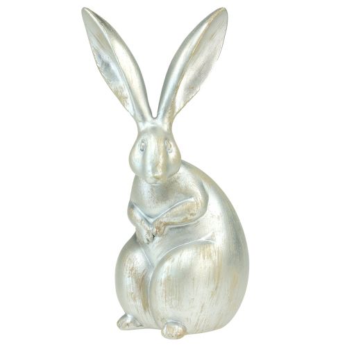 Product Decorative bunnies silver decorative figures Easter 17.5x20.5cm 3pcs