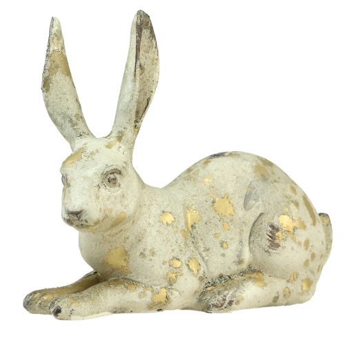 Product Decorative Rabbits Sitting Standing White Gold H12.5x16.5cm 2 pcs