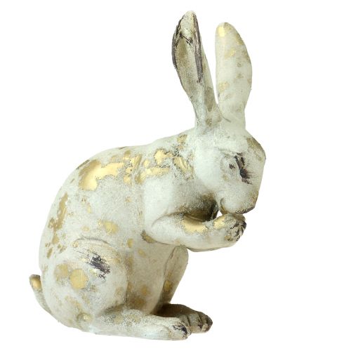 Product Decorative Rabbits Sitting Standing White Gold H12.5x16.5cm 2 pcs
