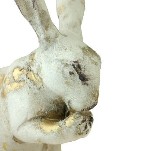 Product Decorative Rabbits Sitting Standing White Gold H12.5x16.5cm 2 pcs