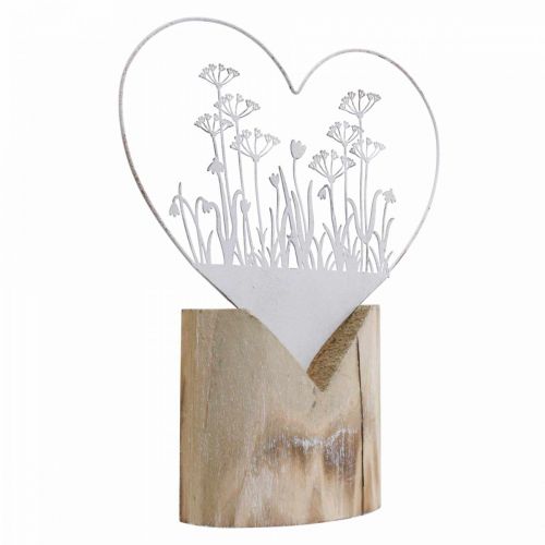 Product Decorative heart standee metal wood white spring decoration H31cm