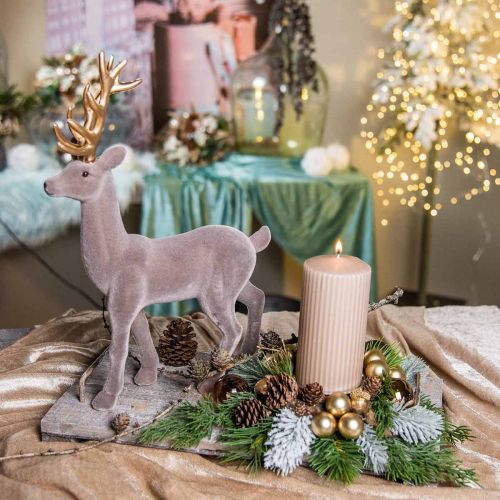Product Decorative deer decorative figure decorative reindeer flocked gray H37cm