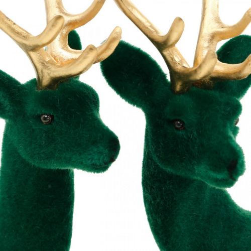 Product Decoration Deer Green and Gold Christmas Decoration Deer Figures 20cm 2 Pcs