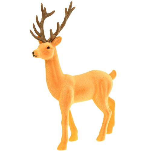 Floristik24 Decorative deer reindeer yellow brown decorative figure flocked 37cm