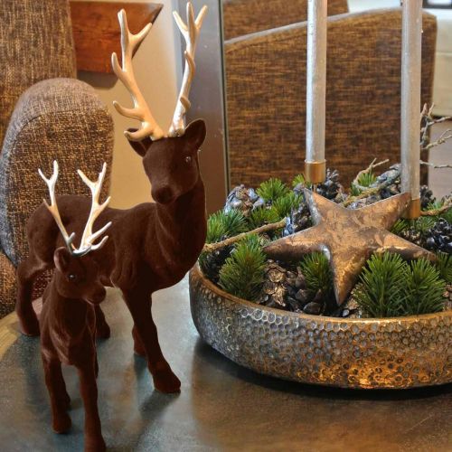Product Decorative deer standing brown gold reindeer Christmas decoration 27cm