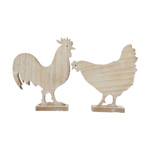 Floristik24 Decoration chickens Easter decoration wooden table decoration 14.5cm set of 2
