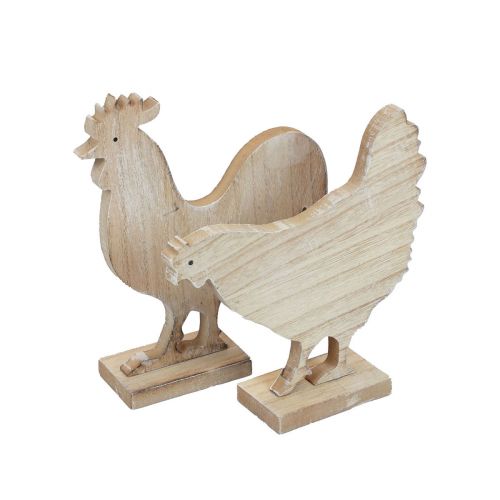 Floristik24 Decoration chickens Easter decoration wooden table decoration 14.5cm set of 2