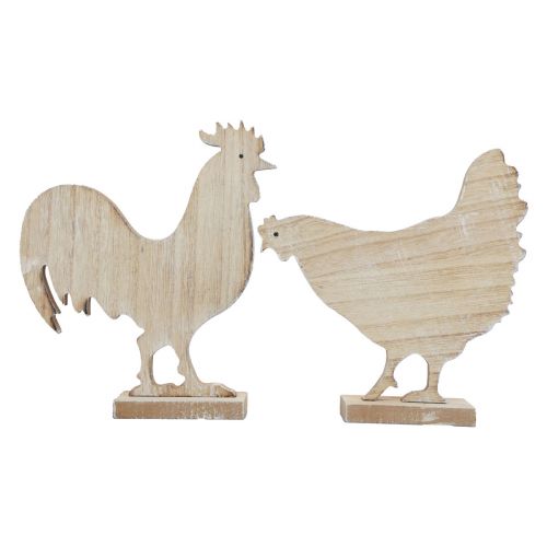 Decorative chicken table decoration Easter wooden decoration vintage 19cm set of 2