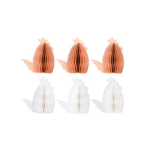 Product Decoration Chickens Honeycomb Paper White Orange 5.5×3.5×6cm 6 pcs